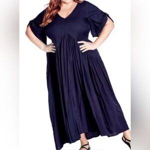 Avenue Loralette Val Navy Blue Maxi Plus Size Dress, Size 22/24